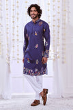 TRENDY NAVY MULTI NIZAM KALAMKARI PRINTED KURTA WITH PAJAMA SET FOR MEN
