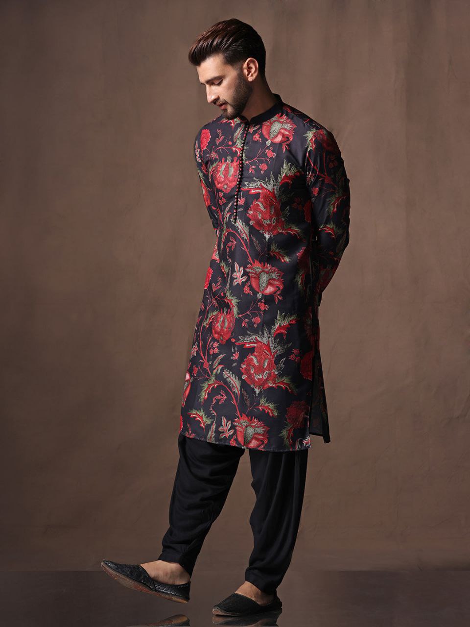 TRENDY FLORAL PRINTED KURTA WITH PAJAMA SET FOR MEN