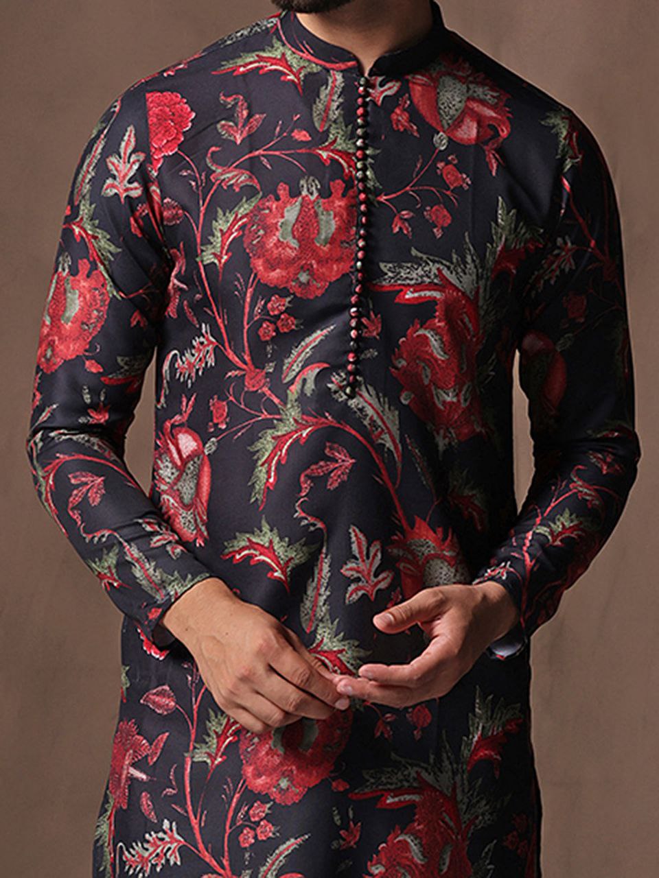 TRENDY FLORAL PRINTED KURTA WITH PAJAMA SET FOR MEN