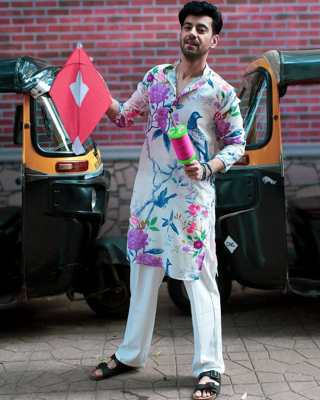 FLORAL PRINTED PURE COTTON KURTA WITH PYJAMA
