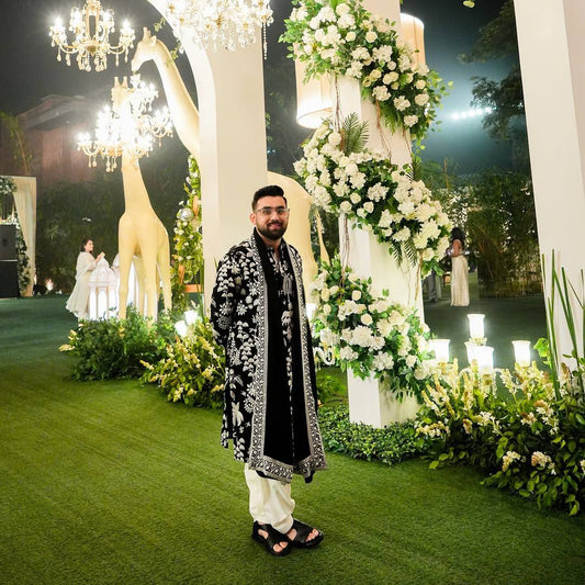 Floral Embroidered Mandarin Collar Zari Kurta With Patiala & Dupatta