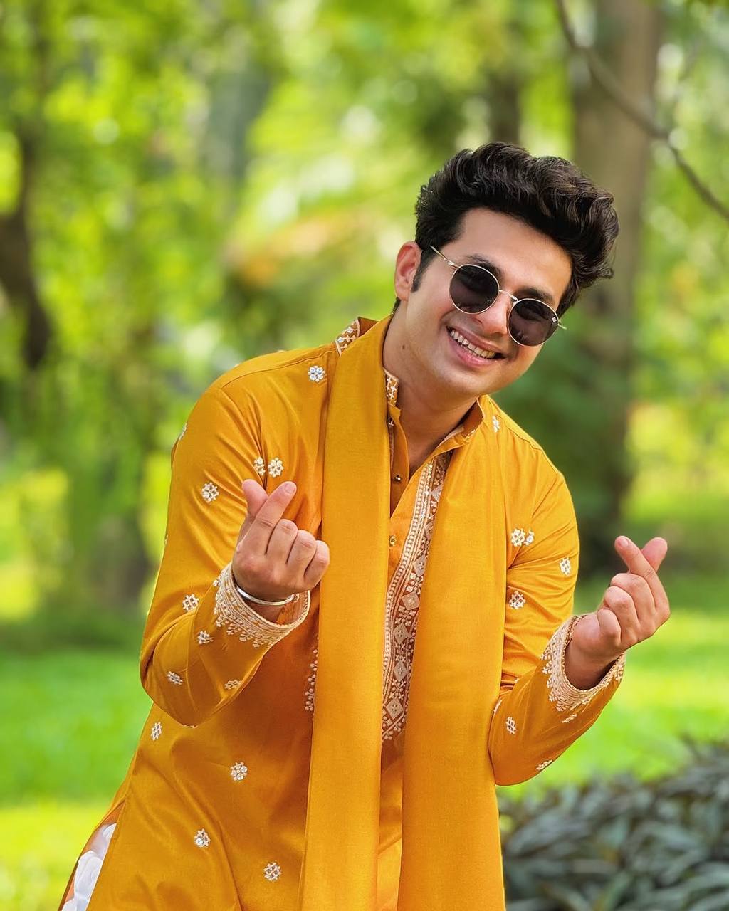 MUSTED YELLOW NECK AND BUTTI WORK KURTA PAJAMA AND DUPATA SET