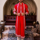 HOT RED HEAVY JARI EMBROIDERED WORK KURTA PAJAMA AND DUPATTA SET FOR MEN'S