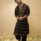 Black Sequence Embroidered Work Men's Kurta with Pajama