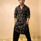 Black Sequence Embroidered Work Men's Kurta with Pajama