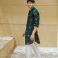 Green Dragon Fly Embroidered Work Men's Kurta with Pajama
