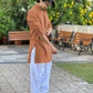 BROWN MIRROR EMBROIDERY KURTA AND PAJAMA