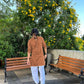 BROWN MIRROR EMBROIDERY KURTA AND PAJAMA