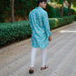 TRENDY MINT GREEN  PRINTED KURTA WITH PAJAMA SET FOR MEN