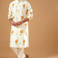 TRENDY IVORY CHANDERI HANDLOOM PRINTED KURTA PAJAMA SET FOR MEN'S