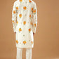 TRENDY IVORY CHANDERI HANDLOOM PRINTED KURTA PAJAMA SET FOR MEN'S