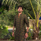 OLIVE GREEN  PRINTED KURTA PAJAMA SET