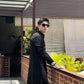 BLACK HEND WORK MOTIF EMBROIDERED KURTA WITH BLACK PAJAMA