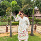 WHITE COW WITH LOTUS PRINTED KURTA SET