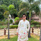 WHITE COW WITH LOTUS PRINTED KURTA SET