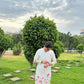 WHITE COW WITH LOTUS PRINTED KURTA SET