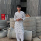 WHITE SILK KURTA WITH BLACK THERD EMBROIDERY