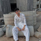 WHITE SILK KURTA WITH BLACK THERD EMBROIDERY