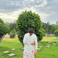 WHITE COW WITH LOTUS PRINTED KURTA SET