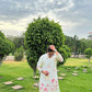 WHITE COW WITH LOTUS PRINTED KURTA SET
