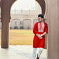 RED NECK EMBROIDERED WORK KURTA PAJAMA SET