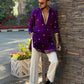DARK PURPLE BUTTI WORK KURTA PAJAMA SET FOR MEN"S