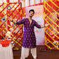 PURPLE WHITE THERD EMBROIDERED WORK KURTA PAJAMA