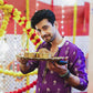 PURPLE WHITE THERD EMBROIDERED WORK KURTA PAJAMA