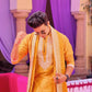 MUSTED YELLOW NECK AND BUTTI WORK KURTA  PAJAMA AND  DUPATA SET