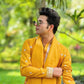 MUSTED YELLOW NECK AND BUTTI WORK KURTA  PAJAMA AND  DUPATA SET