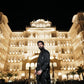 BLACK AND WHITE THERD WORK KURTA  PAJMA AND DUPATTA SET FOR MEN"S